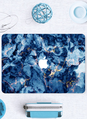 适用苹果MacBook贴纸Pro13.3141516Air13.6寸电脑外壳保护贴膜蓝