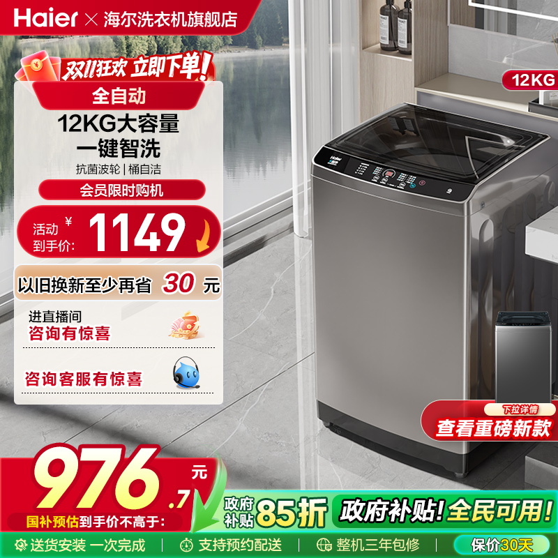 海尔12kg大容量全自动波轮洗衣机