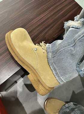 SWAGHOOD英伦米奇圆头复古牛皮羊皮内里增高cleanfit马丁靴大头鞋