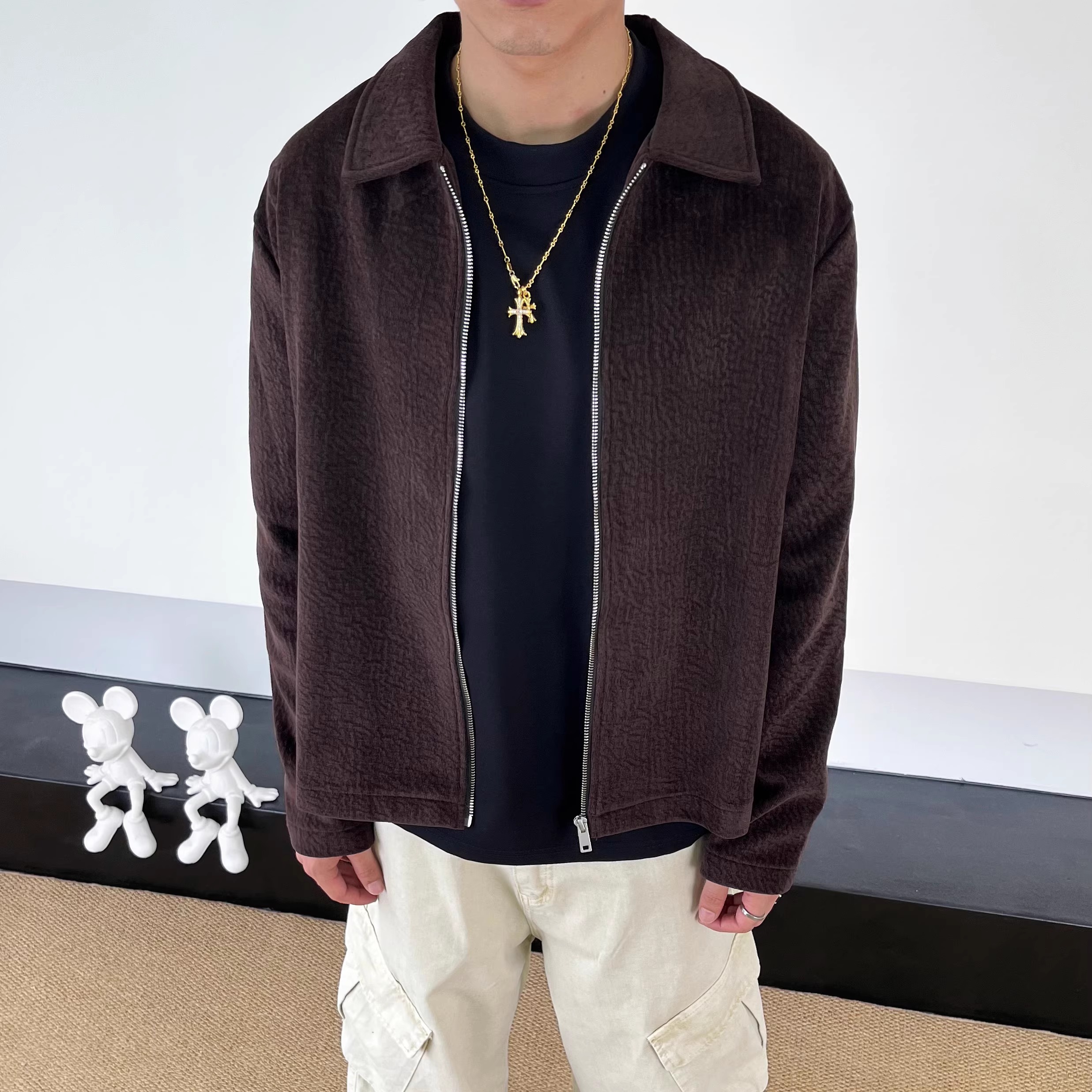 SWAG老钱巴恩风简约肌理感夹克