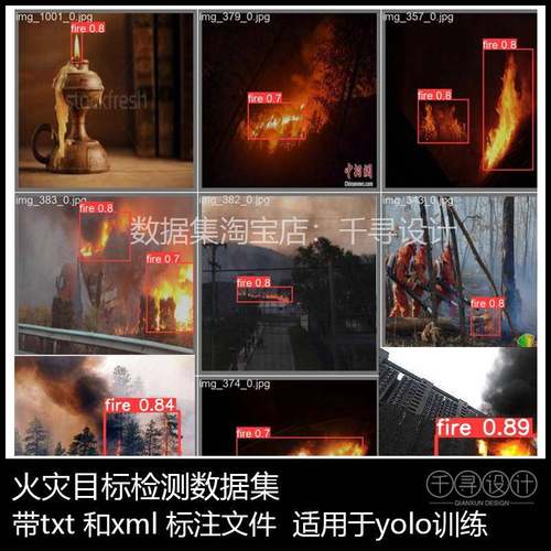 目标检测数据集火灾目标检测数据集火焰数据集 txt标注yolo7500张