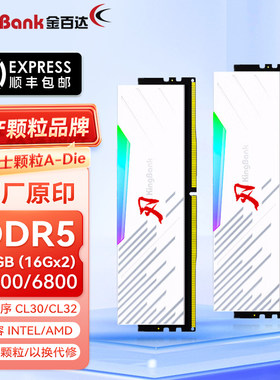 金百达国产颗粒银爵DDR5内存条16Gx2 6000c28海力士RGB灯条