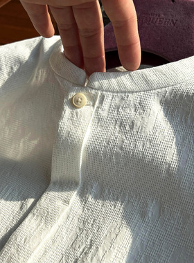 见者！必~收！WAN能搭~新中式轻国风设计感~白色高级感长袖衬衫男