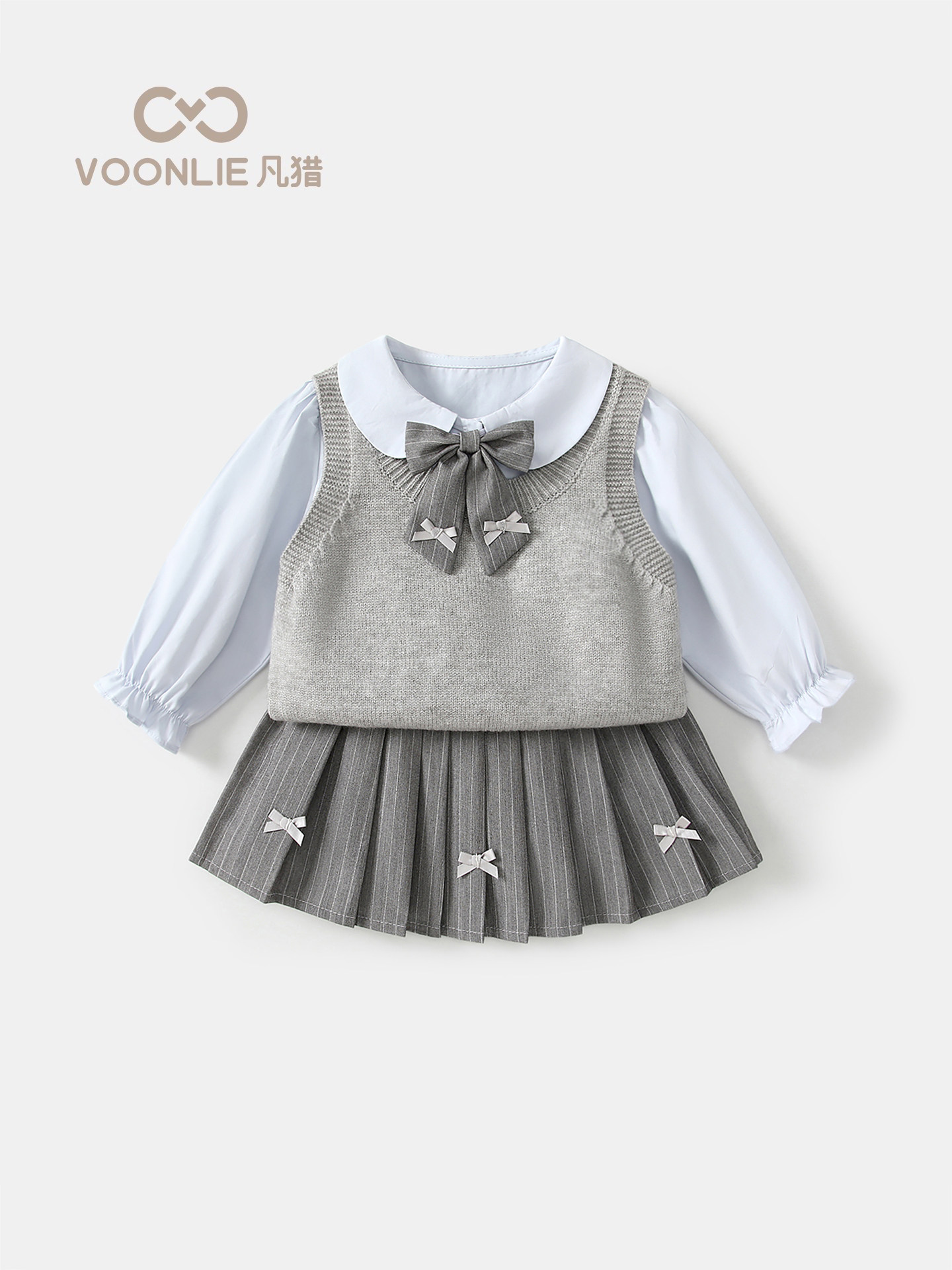 Костюм jk для девочек с веерной охотой, осенняя одежда, детская модная одежда в западном стиле, детское платье принцессы в стиле колледжа, весенне-осеннее платье-тройка Изображение 1