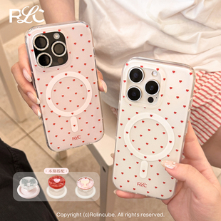 Rolincube原创苹果16ProMax手机壳磁吸Magsafe适用iPhone17Pro新款17爱心15ProMax全包16Pro简约17Promax少女
