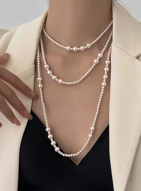 4+8mm曼塔玫瑰色珍珠元宝扣毛衣链MYLA511