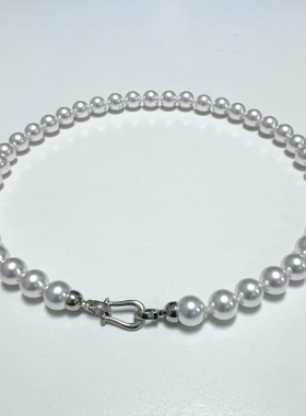 10-11mm白色马蹄扣施家珍珠项链XLA308