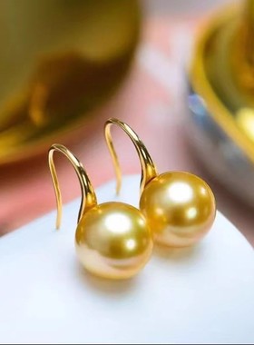 12-13mm金色珍珠高跟鞋耳钩ESB402