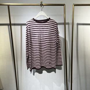 女士经典 商场同款 2026年春季 新款 女圆领套头上衣 百搭条纹针织衫