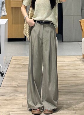 2026年春夏季新款女士送腰带宽松版百搭休闲阔腿直筒裤5H5151211
