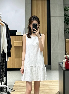 柜子同款2026夏款女士宽松休闲圆领无袖A字短款连衣裙5H4390621N