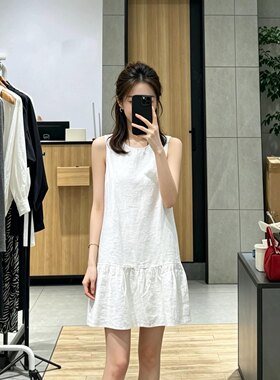 柜子同款2026夏款女士宽松休闲圆领无袖A字短款连衣裙5H4390621N