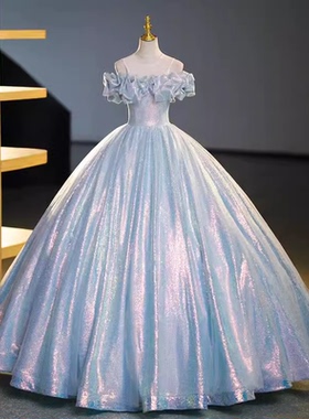 女童礼服公主裙高端儿童主持人钢琴演出服花童婚礼小女孩生日婚纱