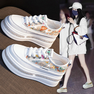 配裙子内增高小白鞋女夏季薄款百搭网面透气厚底休闲单鞋9CM