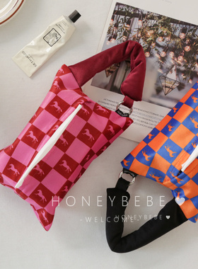 韩国ins小马悬挂纸巾袋家用抽纸盒车载纸巾收纳袋多功能纸巾盒