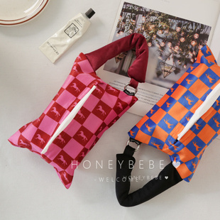 韩国ins小马悬挂纸巾袋家用抽纸盒车载纸巾收纳袋多功能纸巾盒