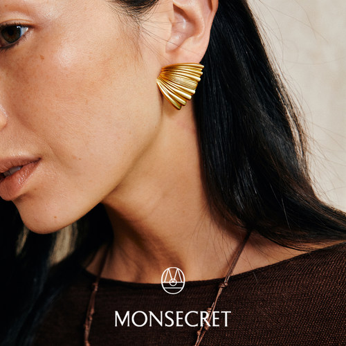 MONSECRET棕榈叶独特大体积耳钉