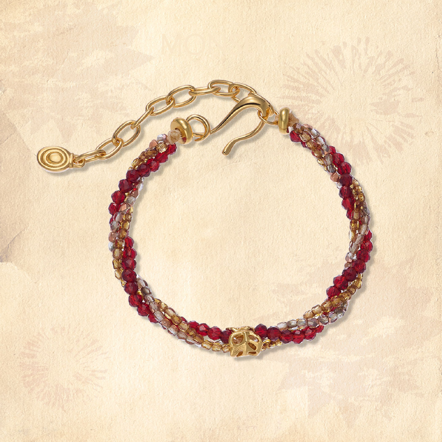 MONSECRET棕榈珍宝扭转珠链本命年时来运转红色新年手饰节日礼物