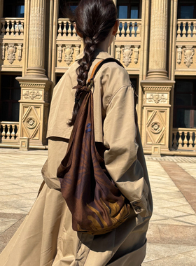 MONSECRET棕榈丝巾包肩带可拆卸使用度假包包配件设计师款背带