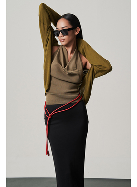 OTHERSTORE 荒原诗篇 慵懒风绿色针织开衫女气质百搭宽松羊毛上衣