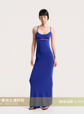 OTHERSTORE 夏日蓝宝石 克莱因蓝吊带连衣裙女夏季款露背绑带裙子