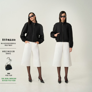 外套女秋冬显瘦保暖拉链夹克 立体垫肩黑色短款 OTHERSTORE 飞行员