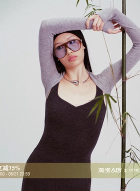 OTHERSTORE 灰色宽边针织袖套小坎肩女配连衣裙修身外搭披肩罩衫