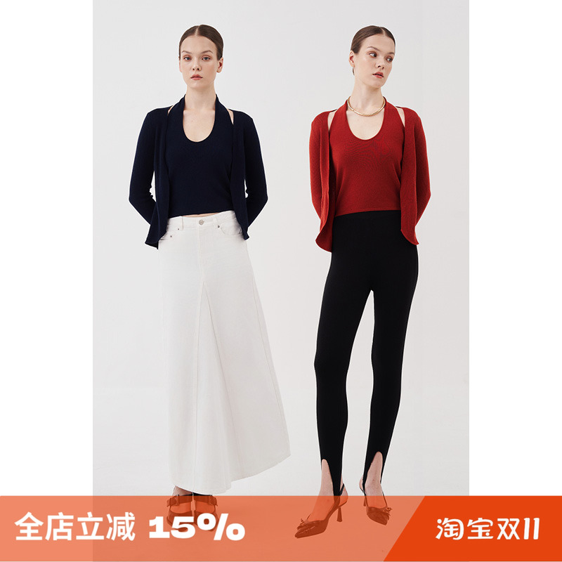 挂脖设计感羊毛假两件开衫上衣