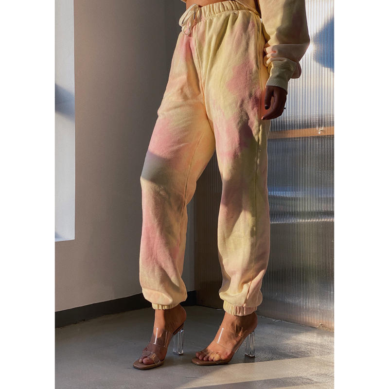 扎染印花休闲裤子春秋显瘦直筒裤