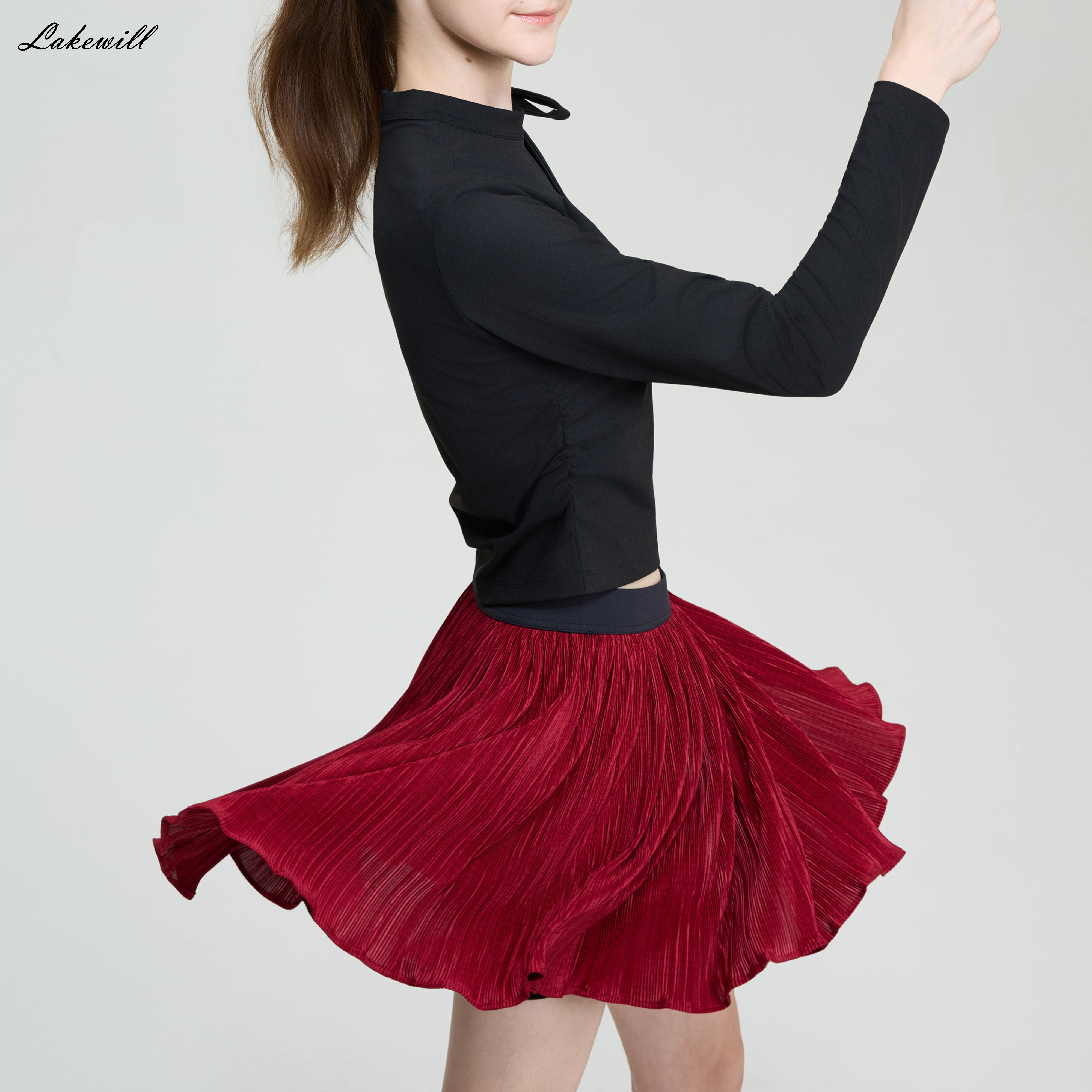 Lakewill复古褶皱运动半身裙休闲拼接防走光网球百褶裙健身短裙,运动服/休闲服装,运动半身裙,淘宝优惠券,粉丝福利购,淘宝优惠卷