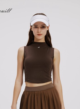 Lakewill小立领无色背心自带胸垫休闲短款修身运动背心
