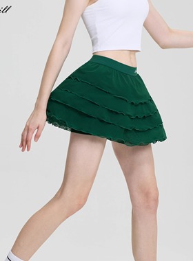 Lakewill显瘦A字花边网纱蛋糕裙女遮肉短裙显瘦半身裙网球运动裙