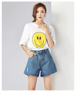 牛仔夏女短裤高腰阔腿牛仔短裤宽松显瘦显高A子裤牛仔高腰短裤