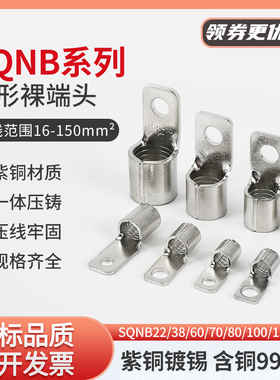 方形裸端头SQNB方型铜接头方头铜线鼻窄头铜线耳紫铜镀锡冷压端子