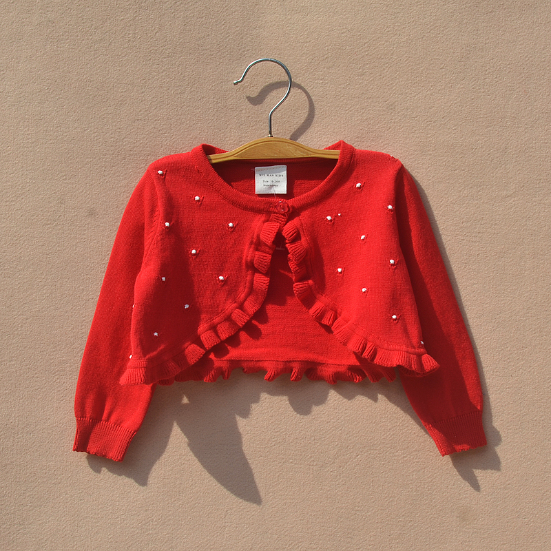 宝宝百日宴礼服披肩婴儿红色小外套周岁针织开衫儿童春秋夏季外搭