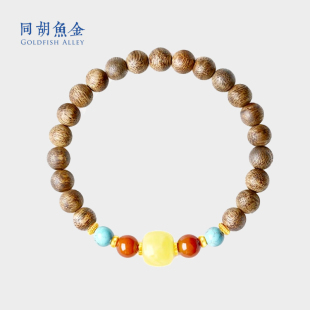 天然沉香木手串蜜蜡转运珠新中式 小众带证 高级感沉香木手链女款