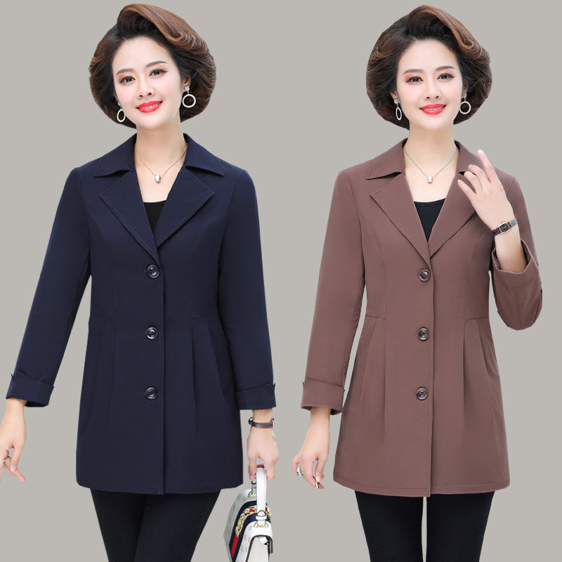 中老年外套女2025春秋新款洋气薄款上衣妈妈装中长款阔太高档风衣
