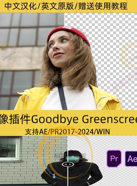 AE/PR人工智能抠像插件Goodbye Greenscreen 免绿幕背景ae遮罩抠