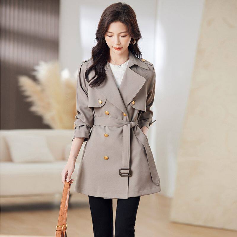 小个子风衣女中长款2026春秋新款修身收腰气质减龄九分袖腰带外套