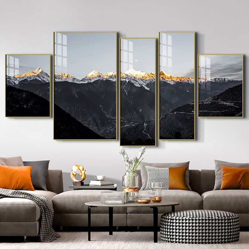 富士山挂画工业风冈仁波齐客厅沙发背景墙卧室床头山水风景装饰画图片