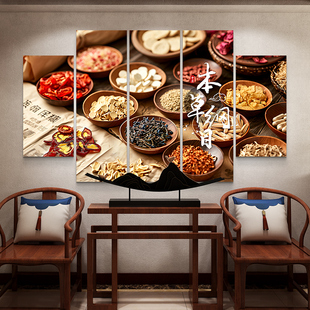 中医馆挂画中医文化墙装饰画中药房墙面装饰医院中草药养生馆壁画