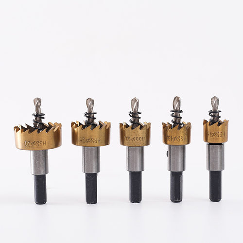 5PC高速钢镀钛银色开孔器高速钢开孔器金属薄板扩孔器16-30mm打孔