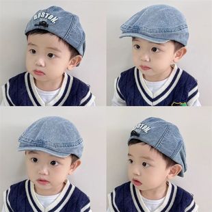 韩版儿童帽子春秋百搭牛仔宝宝贝雷帽男童鸭舌帽女童可调节前进帽