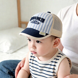 宝宝帽子夏季 网眼鸭舌帽男女宝防晒太阳帽儿童遮阳棒球帽透气 薄款