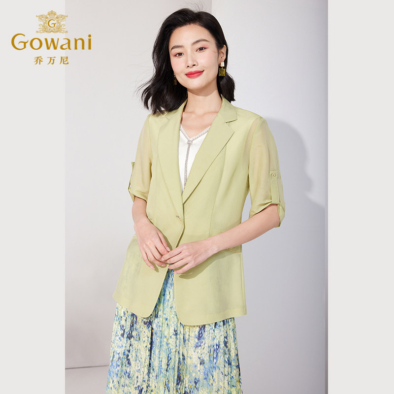 乔万尼小西装夏季新款女士中袖收腰外套清透真丝ET2B239403