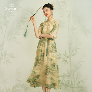 国风复古长裙EM2E876 2025新款 100%桑蚕丝 乔万尼真丝连衣裙夏季