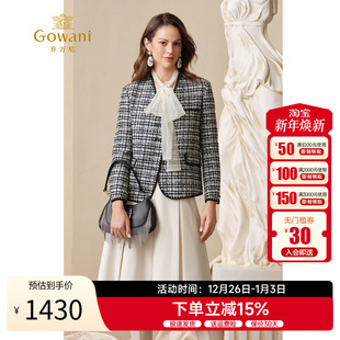 2025秋冬新品 乔万尼绵羊毛短外套格纹小香风EM4B553