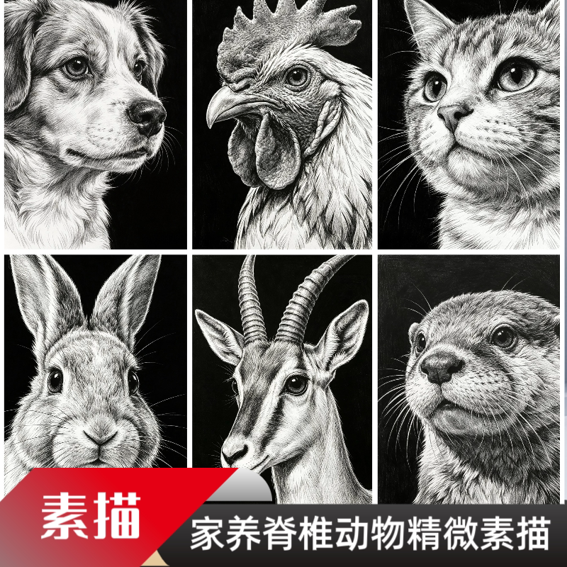 写实黑白精微素描头像临摹卡30张