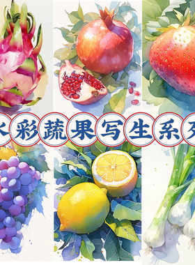 水彩蔬果写生系列临摹卡30张画室机构少儿美术卡片A5果蔬儿童绘画