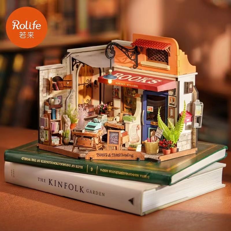 积木拼装DIY手工小屋转角书店艺术屋微缩小房子女生